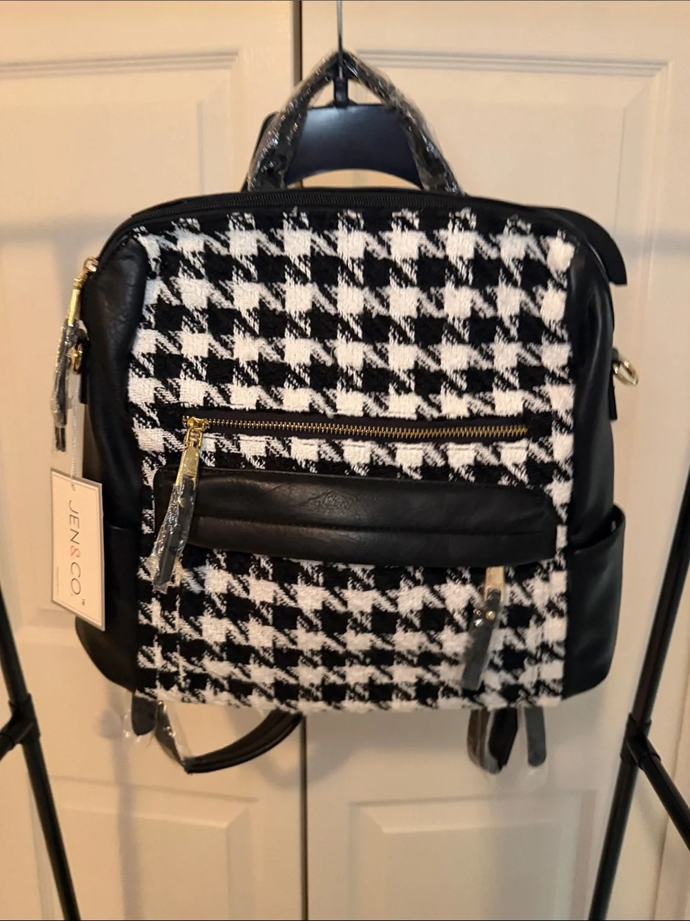 Black and White Houndstooth women’s Backpack